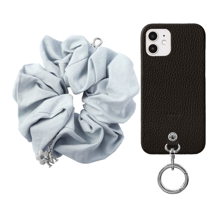 maika design Cuir véritable 32 couleurs Cuir italien grainé Initiale avec chouchou et sangle de poignet Coque arrière