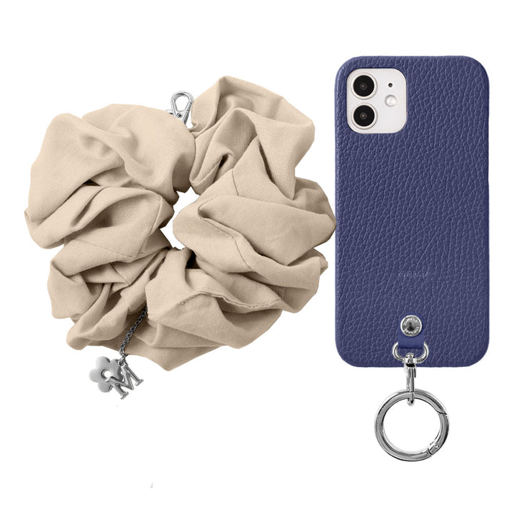 maika design Cuir véritable 32 couleurs Cuir italien grainé Initiale avec chouchou et sangle de poignet Coque arrière