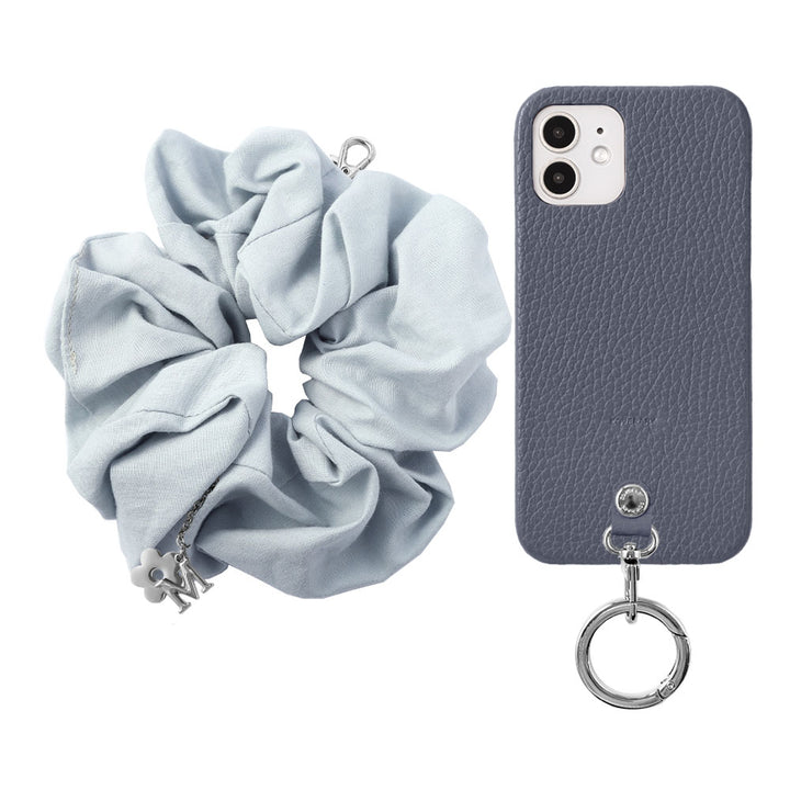 maika design Cuir véritable 32 couleurs Cuir italien grainé Initiale avec chouchou et sangle de poignet Coque arrière
