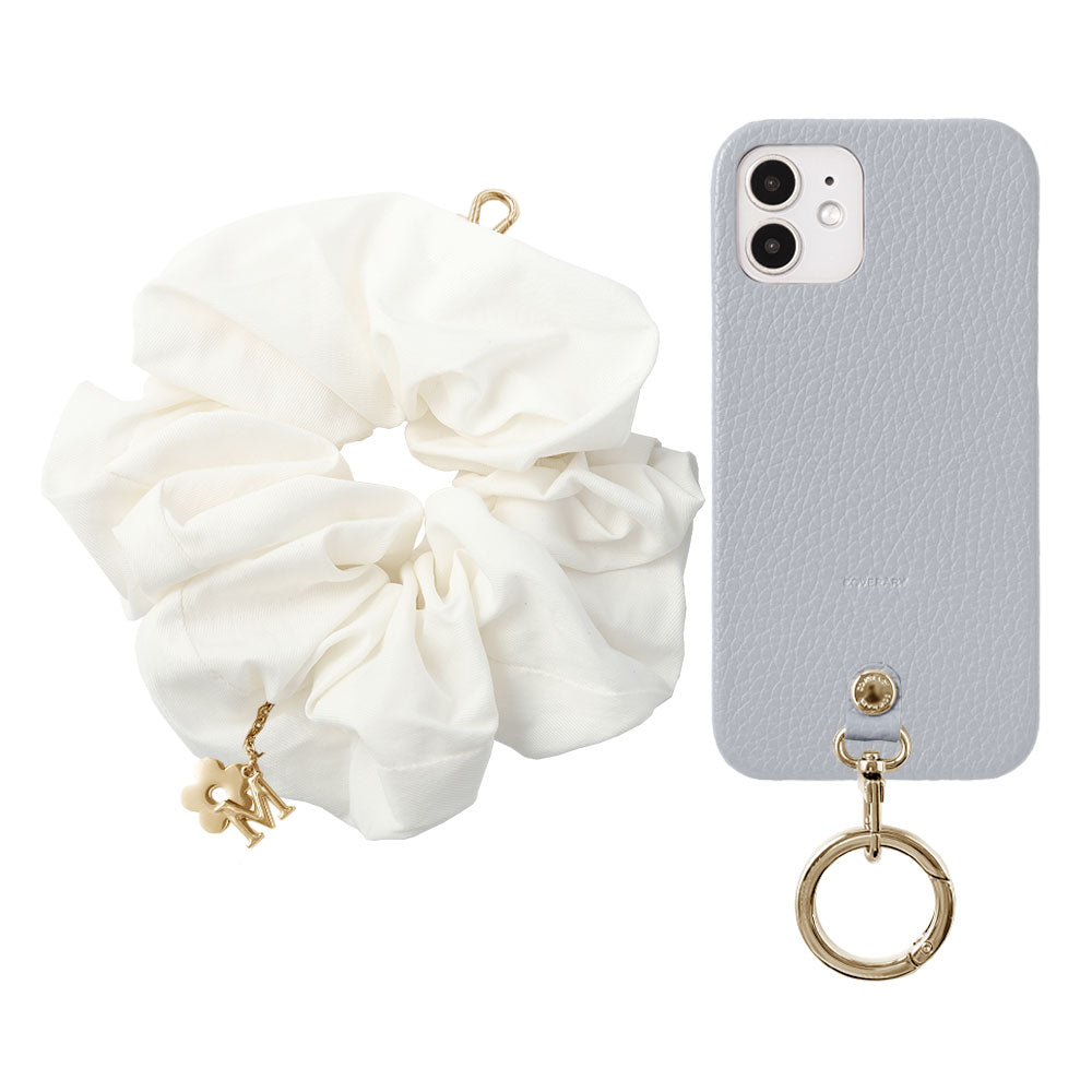 maika design Cuir véritable 32 couleurs Cuir italien grainé Initiale avec chouchou et sangle de poignet Coque arrière