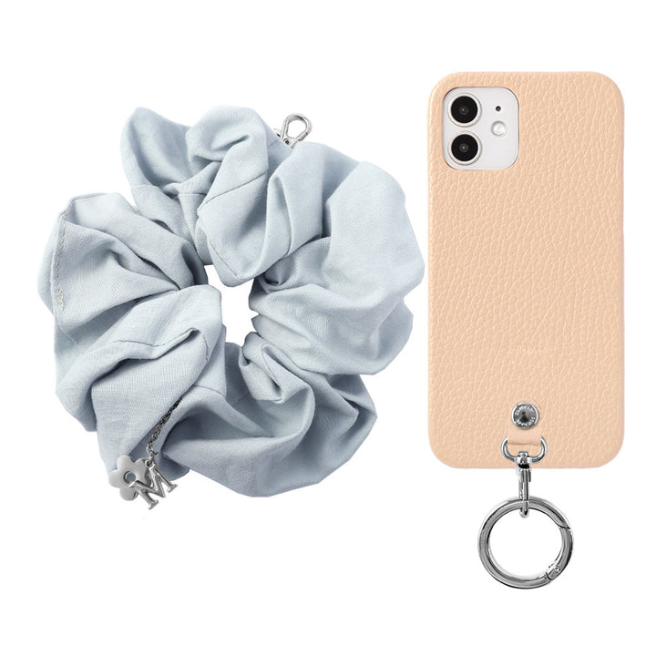 maika design Cuir véritable 32 couleurs Cuir italien grainé Initiale avec chouchou et sangle de poignet Coque arrière