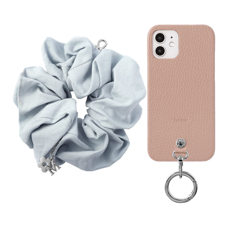 maika design Cuir véritable 32 couleurs Cuir italien grainé Initiale avec chouchou et sangle de poignet Coque arrière