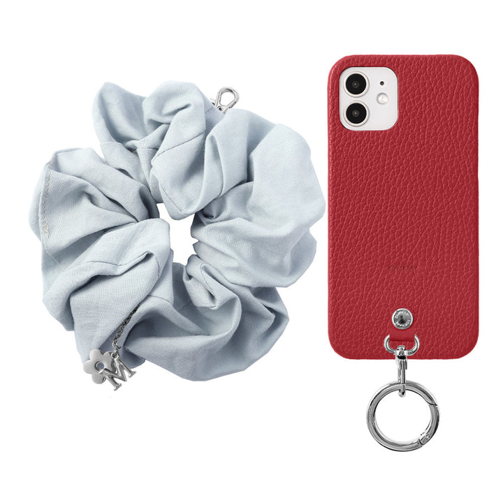 maika design Cuir véritable 32 couleurs Cuir italien grainé Initiale avec chouchou et sangle de poignet Coque arrière
