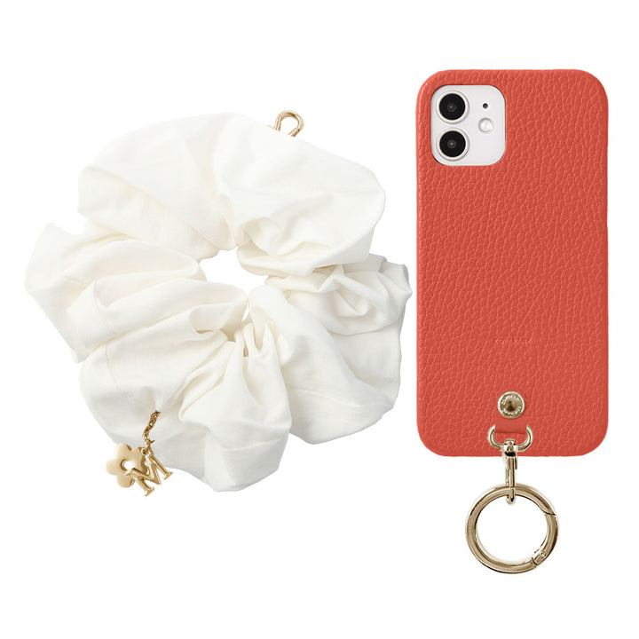 maika design Cuir véritable 32 couleurs Cuir italien grainé Initiale avec chouchou et sangle de poignet Coque arrière