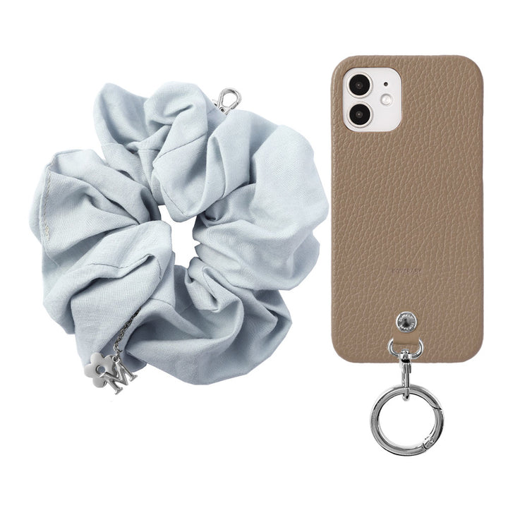 maika design Cuir véritable 32 couleurs Cuir italien grainé Initiale avec chouchou et sangle de poignet Coque arrière
