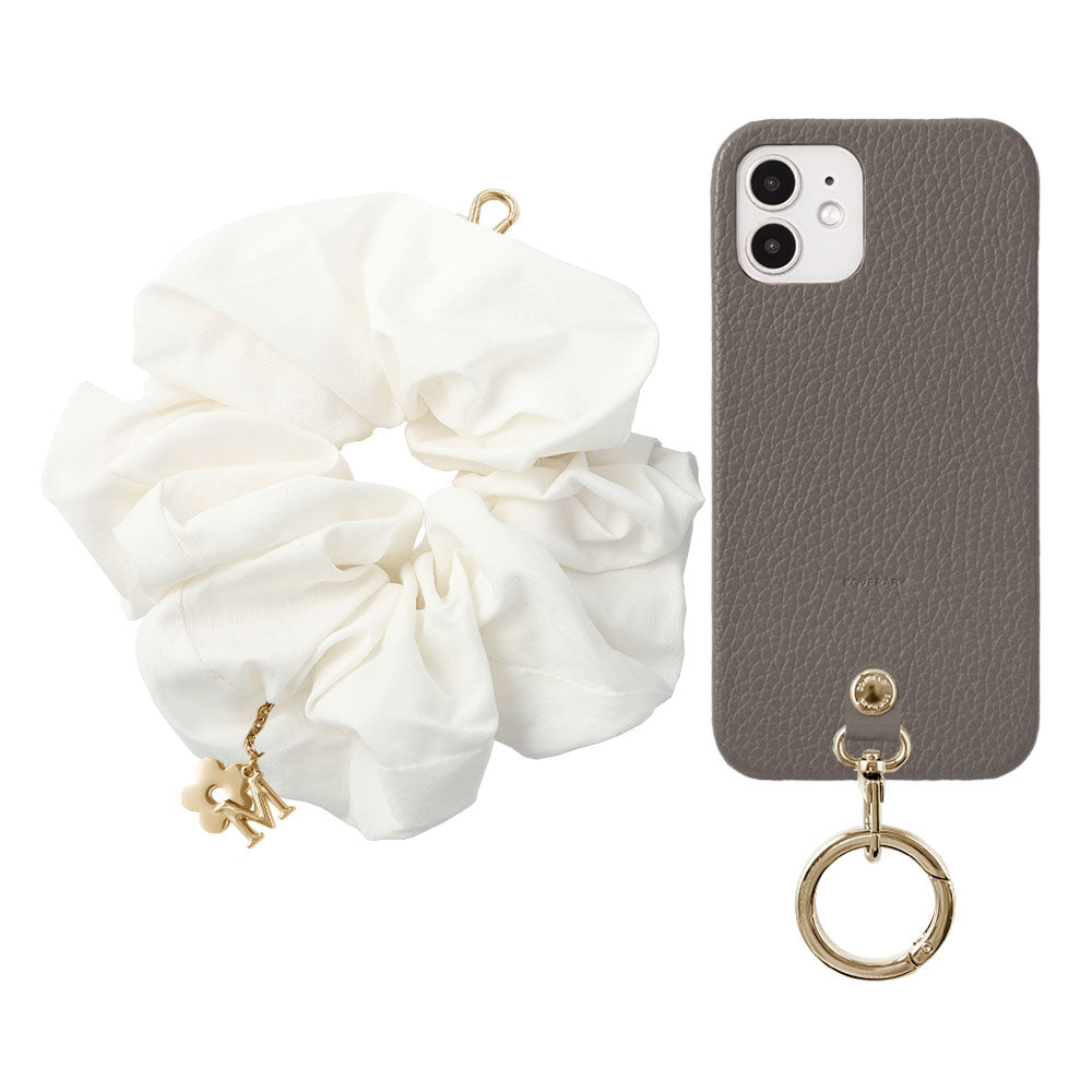 maika design Cuir véritable 32 couleurs Cuir italien grainé Initiale avec chouchou et sangle de poignet Coque arrière