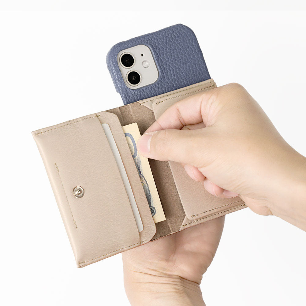 Portefeuille carte en cuir véritable italien lisse compatible Magsafe