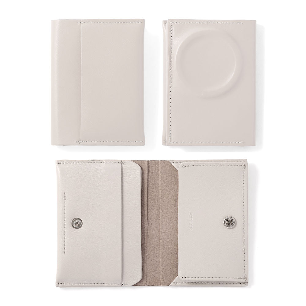 Portefeuille carte en cuir véritable italien lisse compatible Magsafe