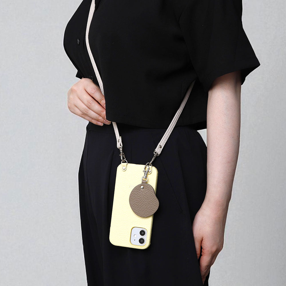 Accessoire cuir véritable cuir italien grainé breloque miroir