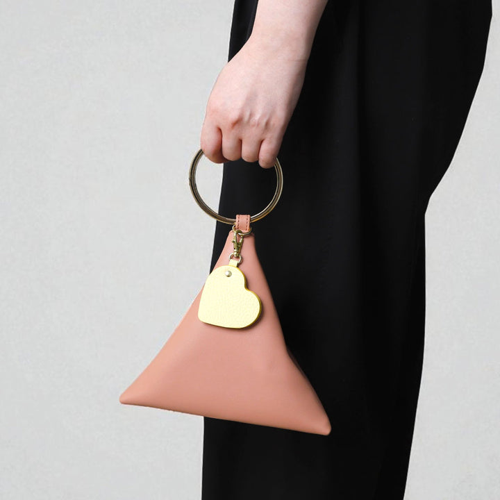 Accessoire cuir véritable cuir italien grainé breloque miroir