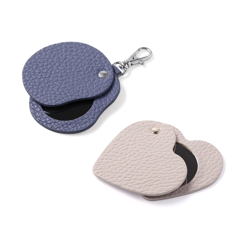 Accessoire cuir véritable cuir italien grainé breloque miroir