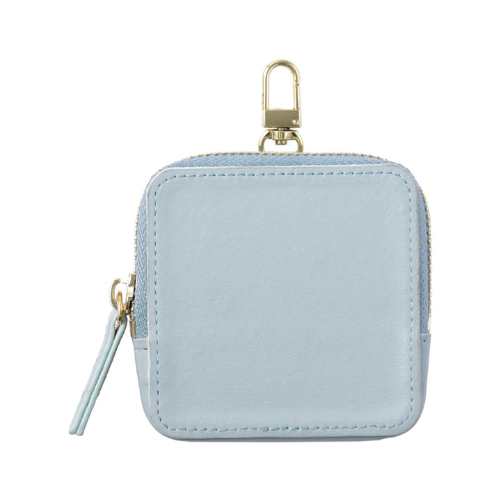 Vegan leather muted pastel color smooth leather-like square pouch