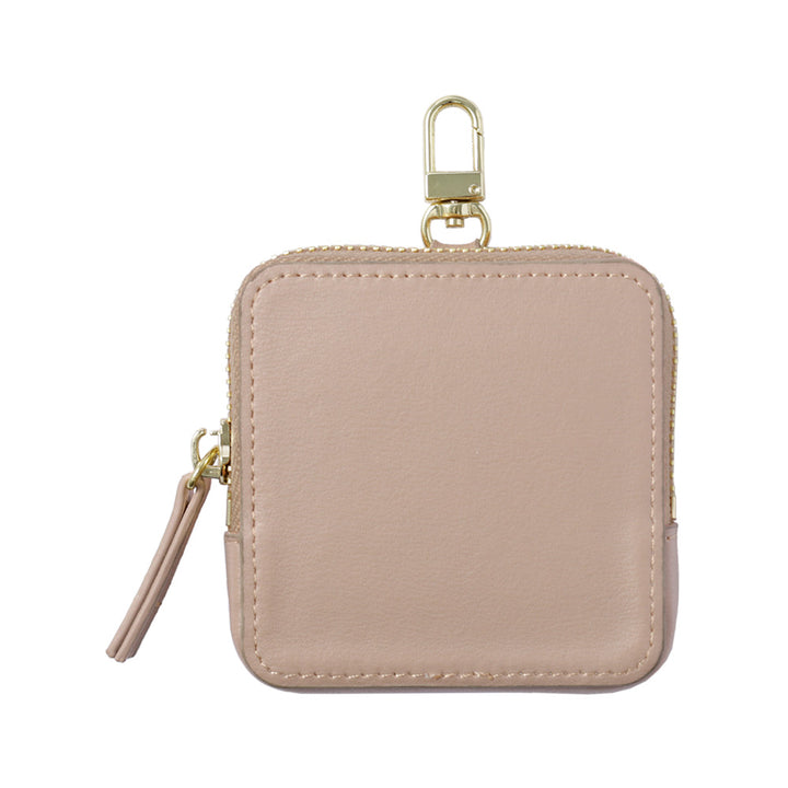 Vegan leather muted pastel color smooth leather-like square pouch