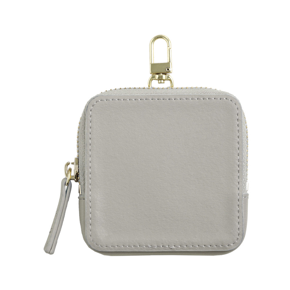Vegan leather muted pastel color smooth leather-like square pouch