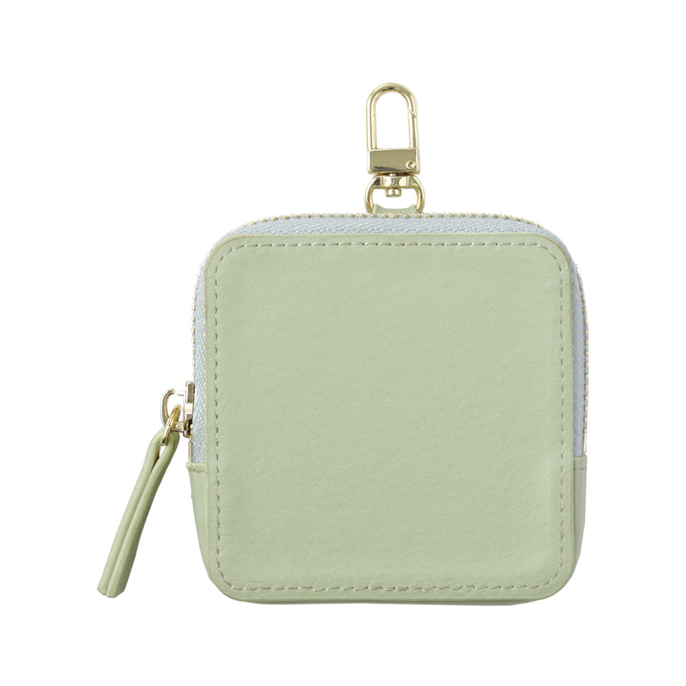 Vegan leather muted pastel color smooth leather-like square pouch