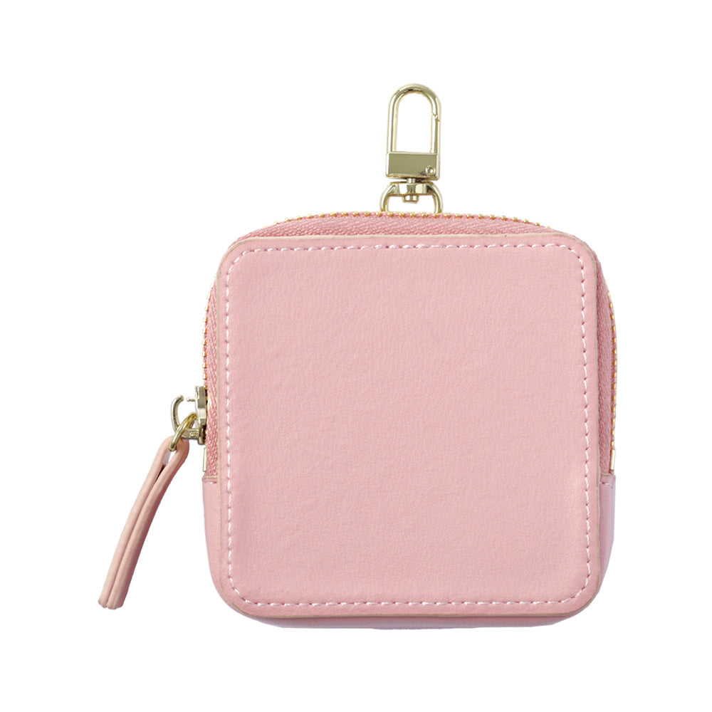 Vegan leather muted pastel color smooth leather-like square pouch