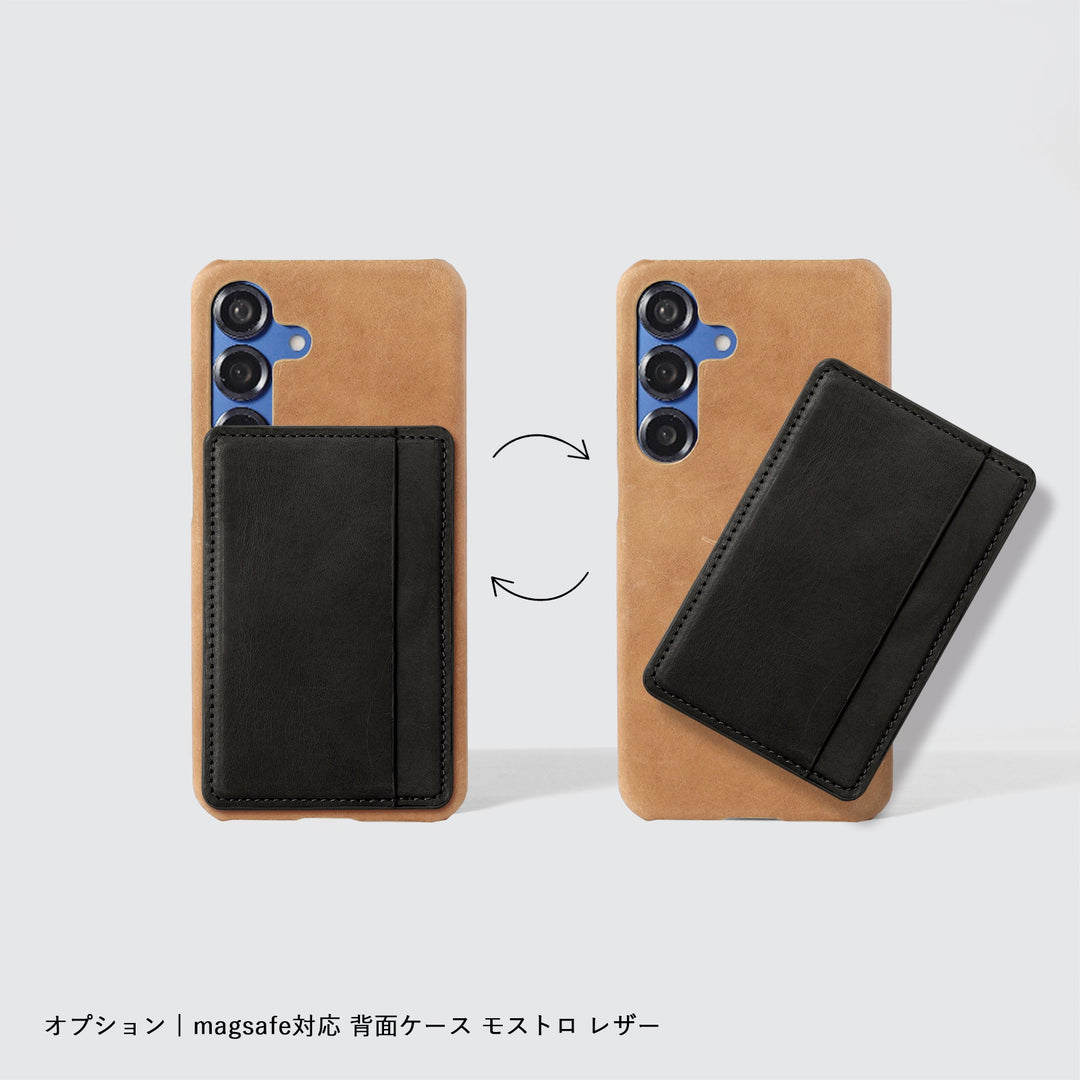 MagSafe-compatible genuine leather card pocket, Mostro Japan leather