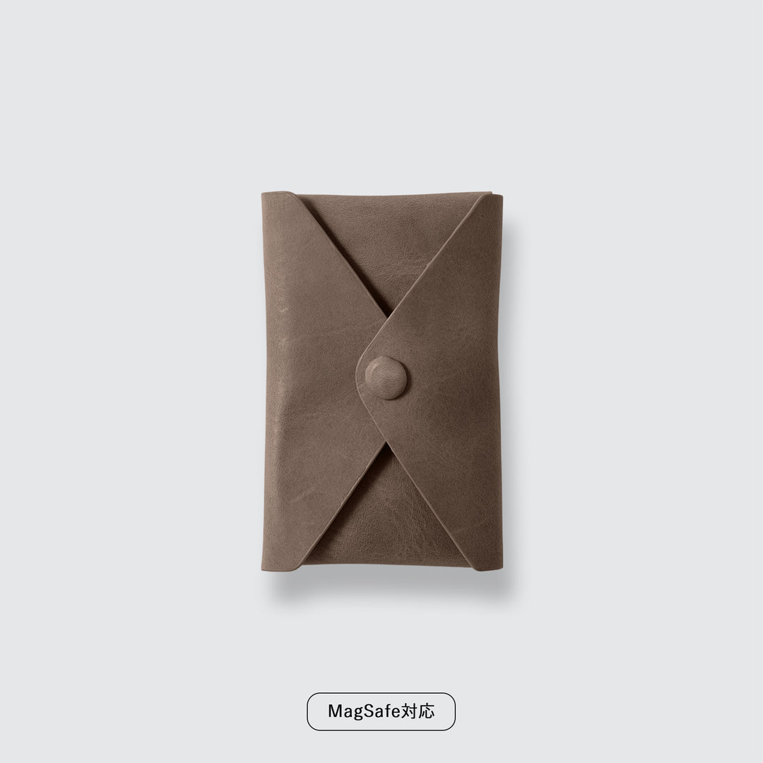 MagSafe-compatible genuine leather card pocket, Mostro Japan leather