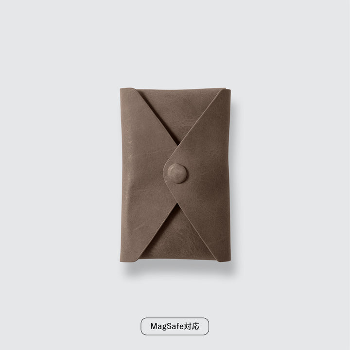 MagSafe-compatible genuine leather card pocket, Mostro Japan leather