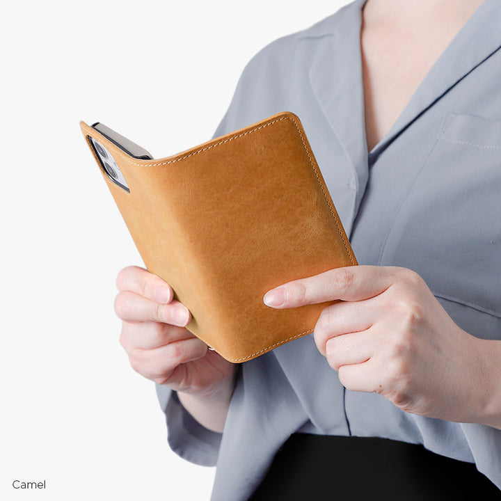 Étui portefeuille en cuir véritable en cuir japonais Mostro avec rangement pour cartes