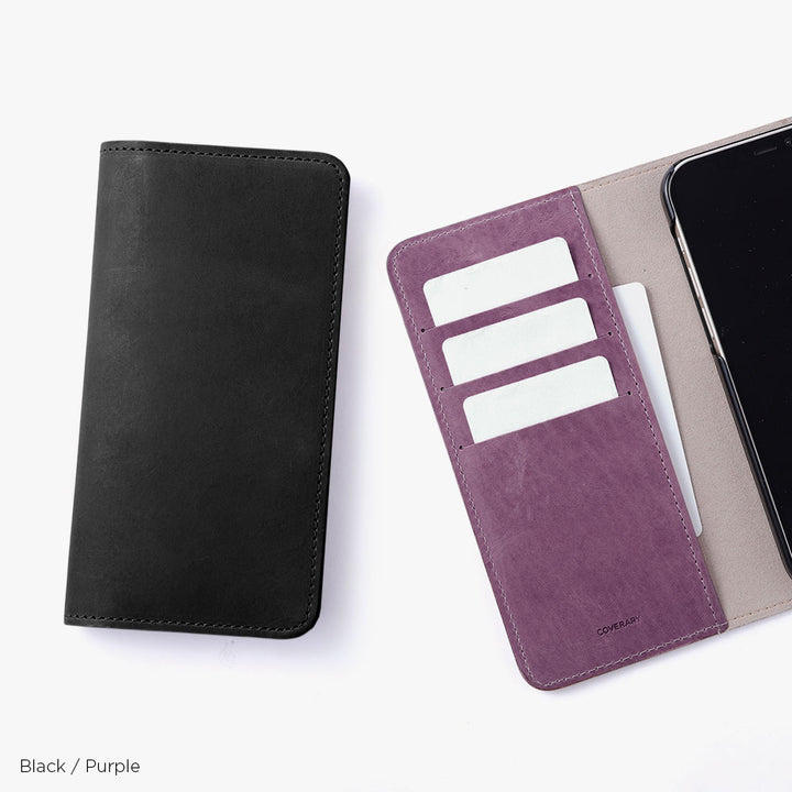 Étui portefeuille en cuir véritable en cuir japonais Mostro avec rangement pour cartes