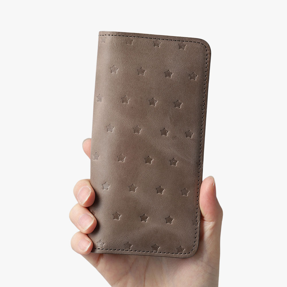 Genuine Leather Japan Leather Mostro Card Storage All-Over Embossed Pattern Notebook-Style Case