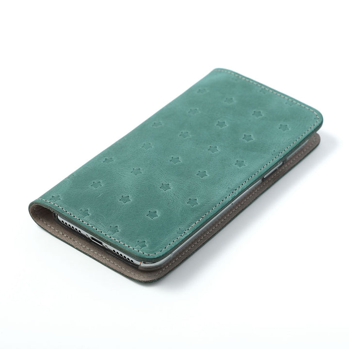Genuine Leather Japan Leather Mostro Card Storage All-Over Embossed Pattern Notebook-Style Case