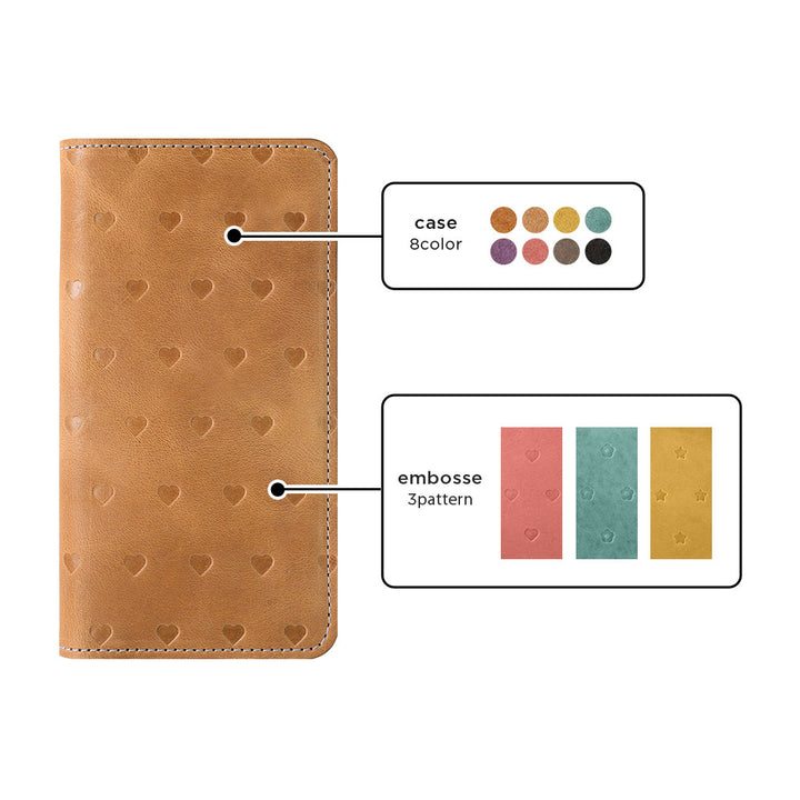Genuine Leather Japan Leather Mostro Card Storage All-Over Embossed Pattern Notebook-Style Case