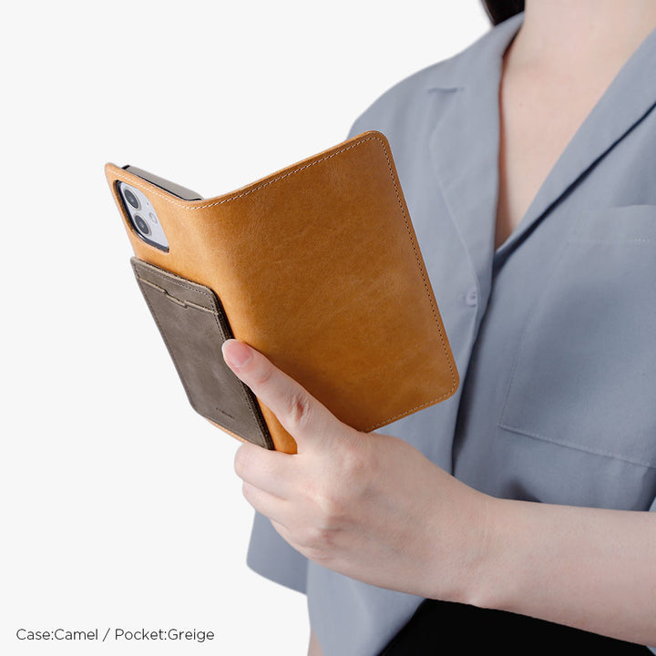 本革 ジャパンレザー モストロ 選べる後ろポケット付き カード収納 手帳型ケース