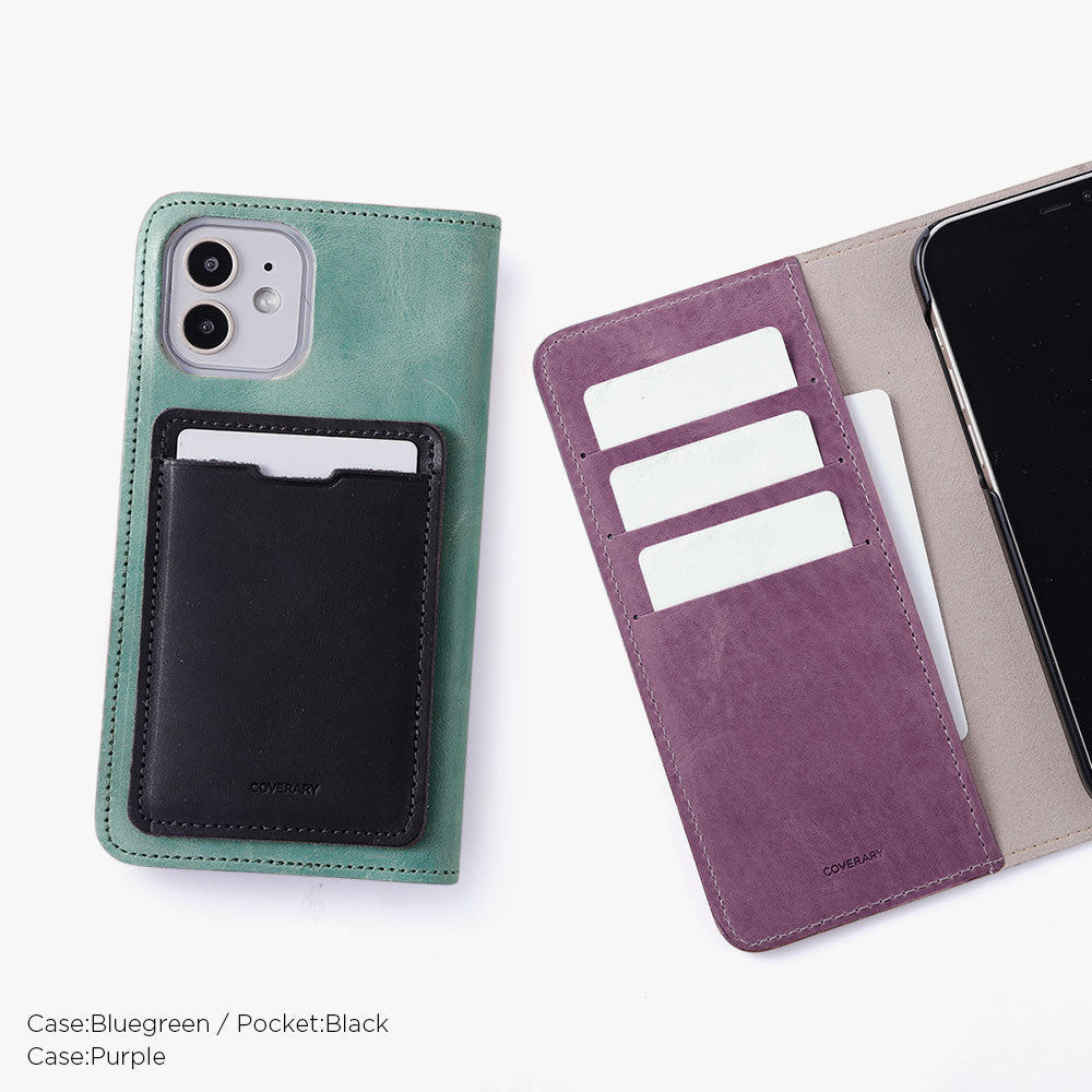 本革 ジャパンレザー モストロ 選べる後ろポケット付き カード収納 手帳型ケース