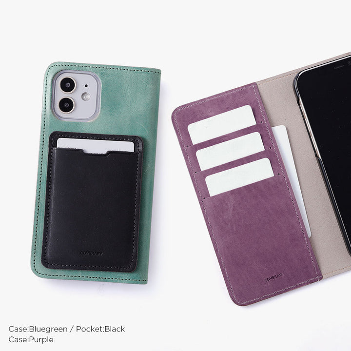 本革 ジャパンレザー モストロ 選べる後ろポケット付き カード収納 手帳型ケース