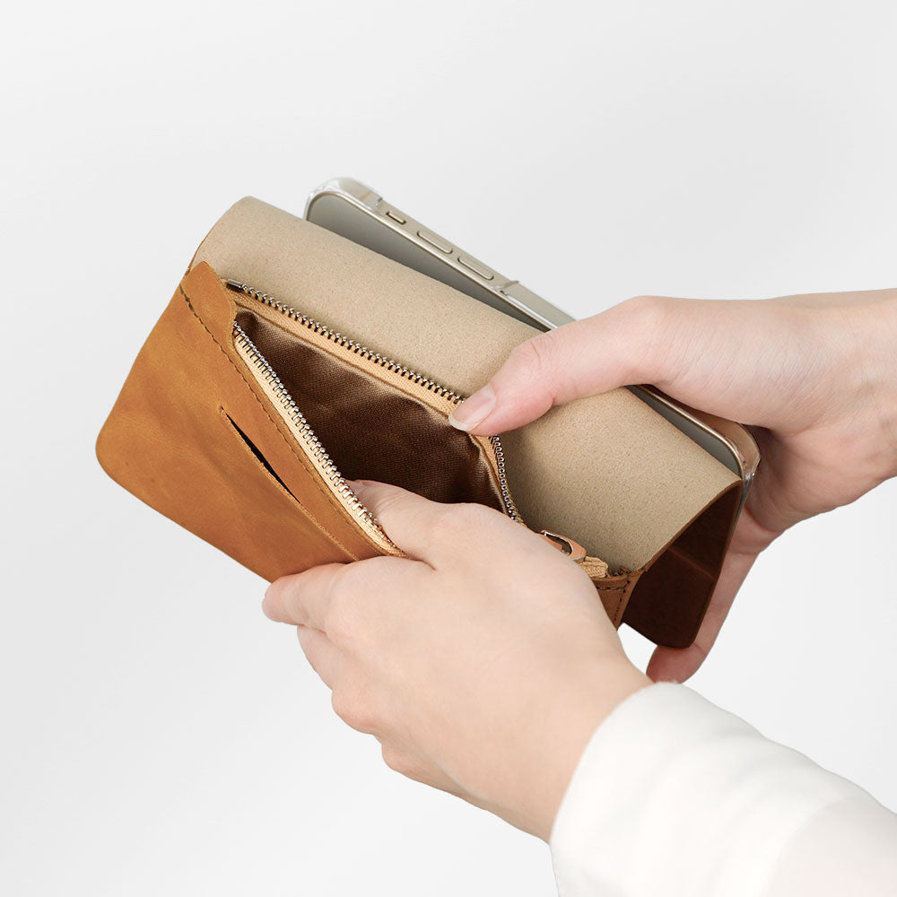 Étui portefeuille en cuir véritable cuir japonais Mostro avec fonction support et poche zippée pour la série Google Pixel