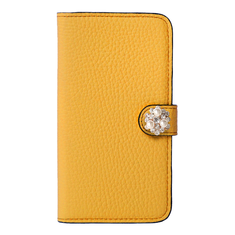 Genuine leather 32 colors Italian shrink leather crystal pearl deco notebook-style case (with belt) AQUOS series