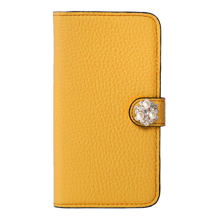 Genuine leather 32 colors Italian shrink leather crystal pearl deco notebook-style case (with belt) AQUOS series