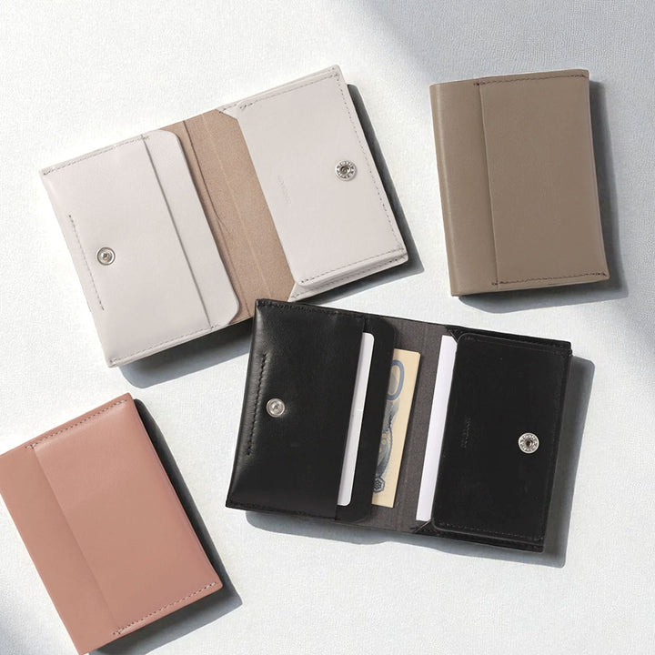 Portefeuille à cartes en cuir italien lisse véritable cuir