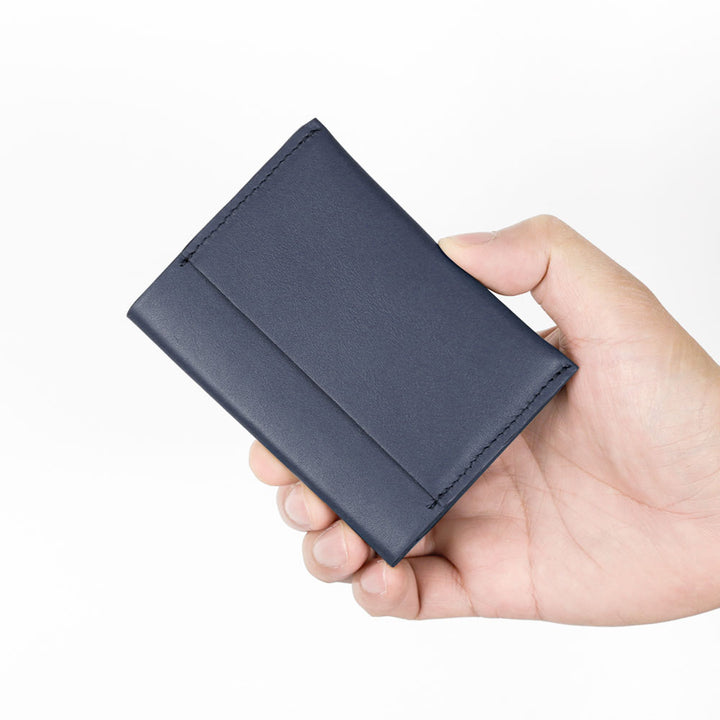 Portefeuille à cartes en cuir italien lisse véritable cuir