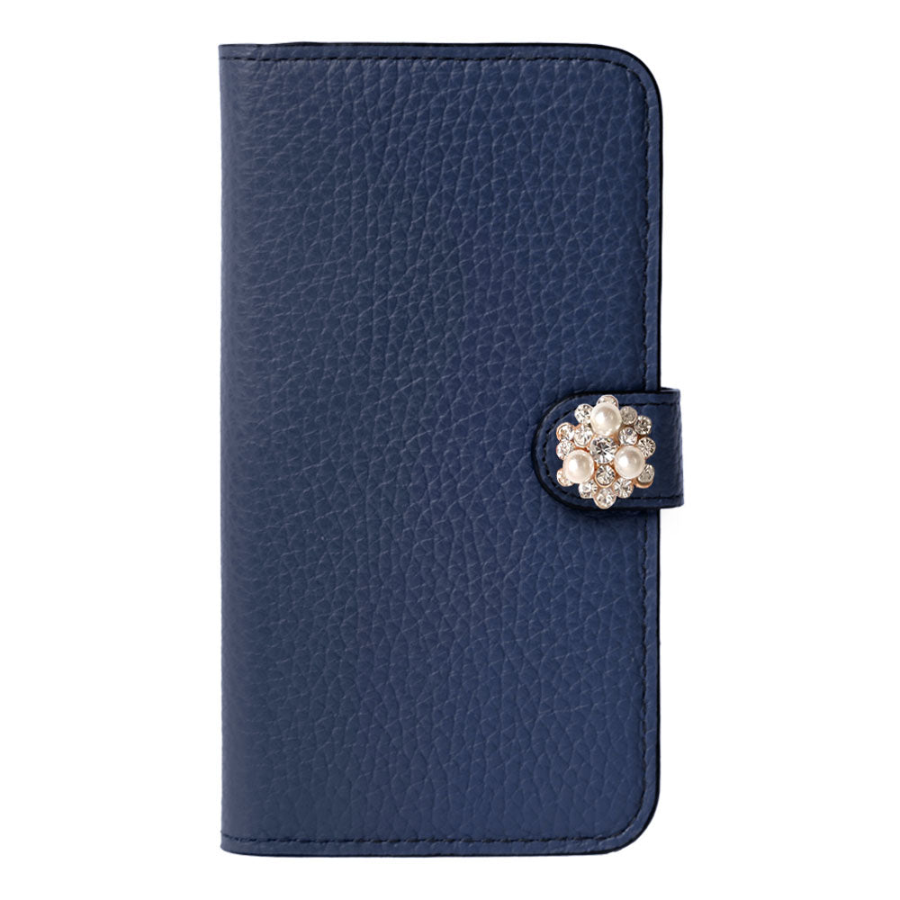 Genuine leather 32 colors Italian shrink leather crystal pearl deco notebook-style case (with belt) AQUOS series