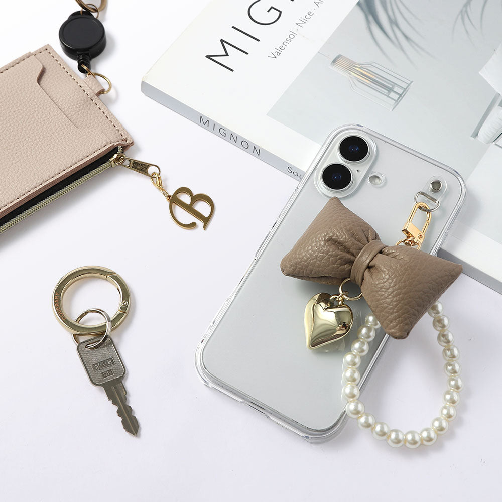 Accessories Genuine Leather 32 Colors Italian Shrink Leather Padded Ribbon Initial Pearl Charm