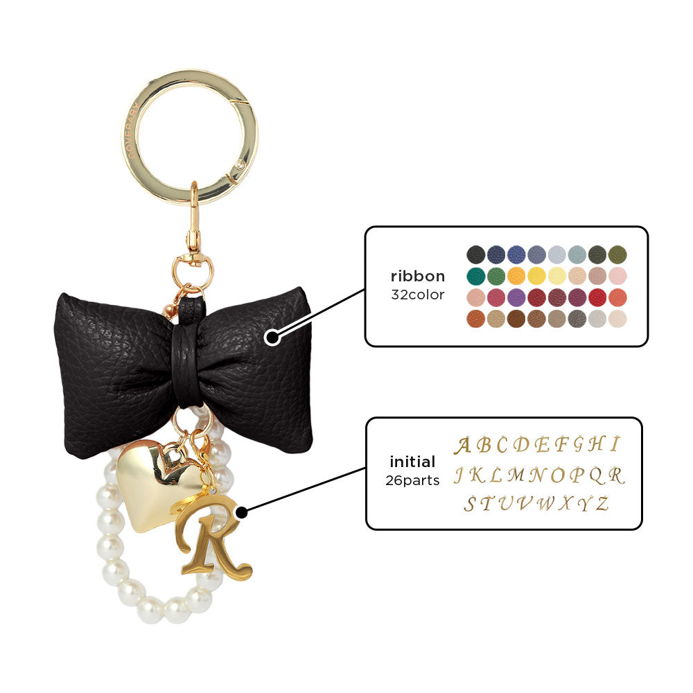 Accessories Genuine Leather 32 Colors Italian Shrink Leather Padded Ribbon Initial Pearl Charm