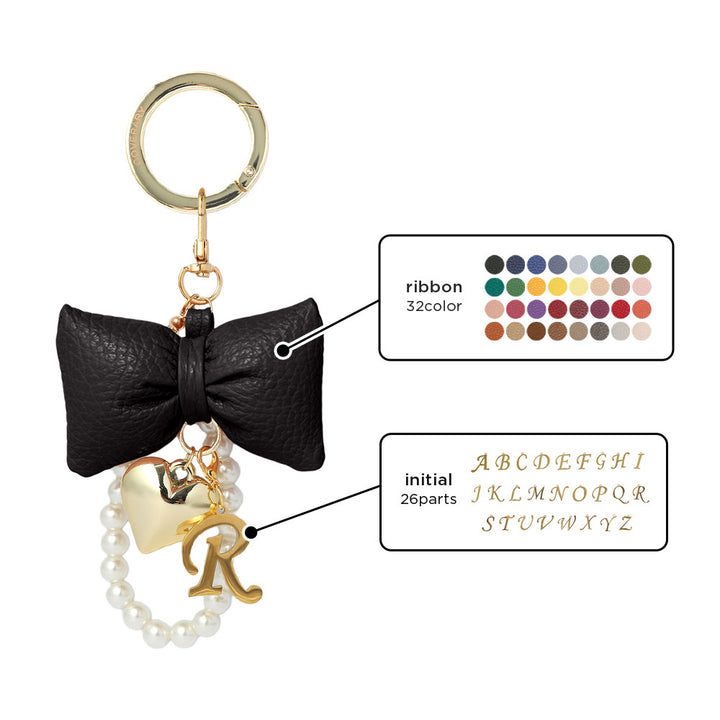 Accessories Genuine Leather 32 Colors Italian Shrink Leather Padded Ribbon Initial Pearl Charm