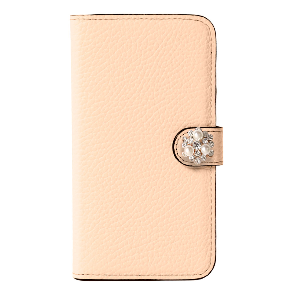 Genuine leather 32 colors Italian shrink leather crystal pearl deco notebook-style case (with belt)