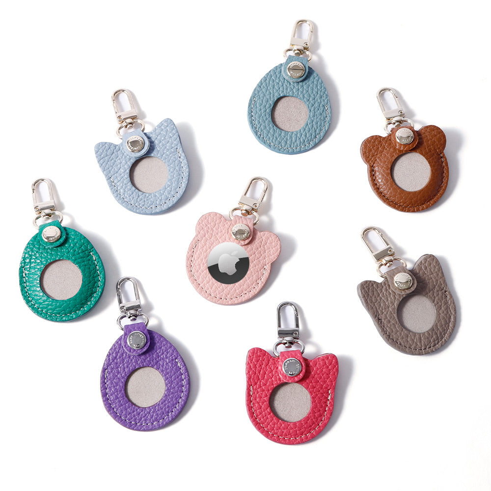 Accessories Genuine Leather Italian Shrink Leather Favorite Face Charm Airtag Case