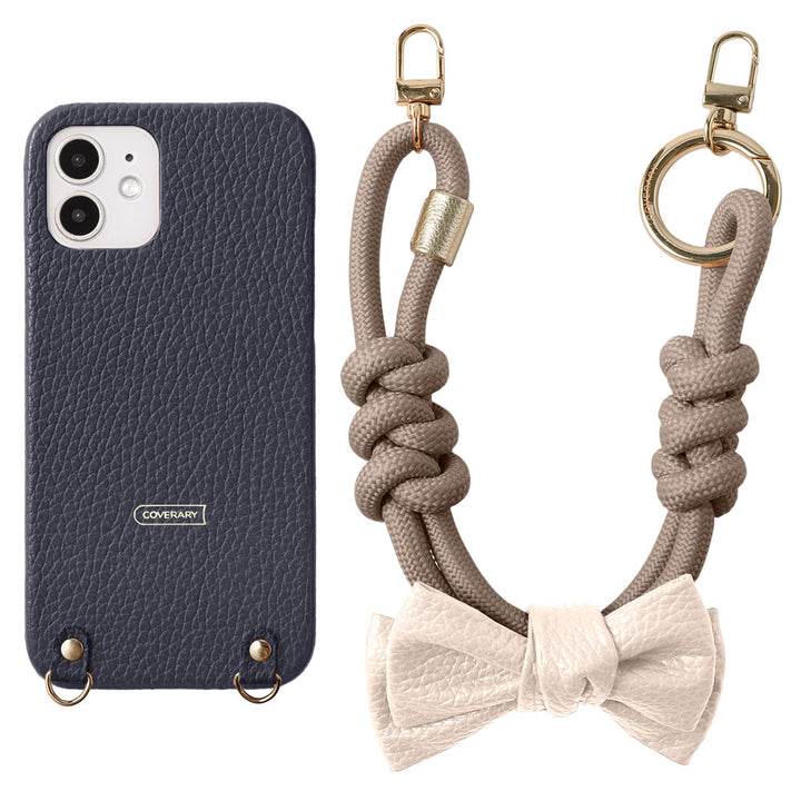 Genuine Leather 32 Colors Italian Shrink Leather Double Ribbon Paracord Hand Strap Attached Back Case