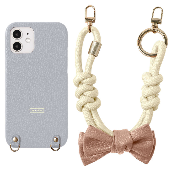 Genuine Leather 32 Colors Italian Shrink Leather Double Ribbon Paracord Hand Strap Attached Back Case