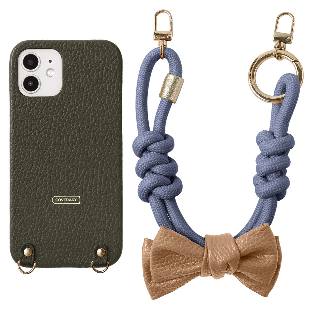 Genuine Leather 32 Colors Italian Shrink Leather Double Ribbon Paracord Hand Strap Attached Back Case