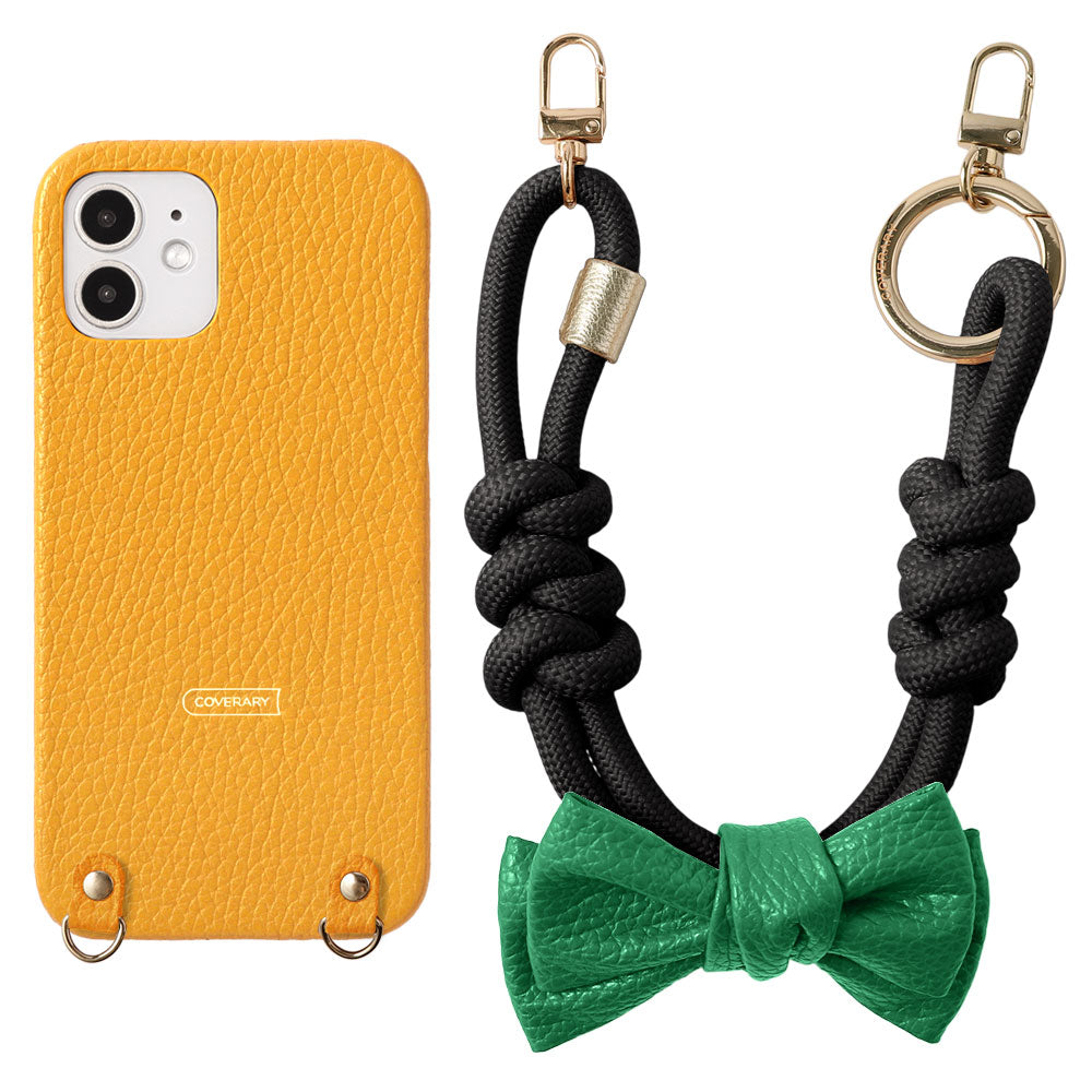 Genuine Leather 32 Colors Italian Shrink Leather Double Ribbon Paracord Hand Strap Attached Back Case