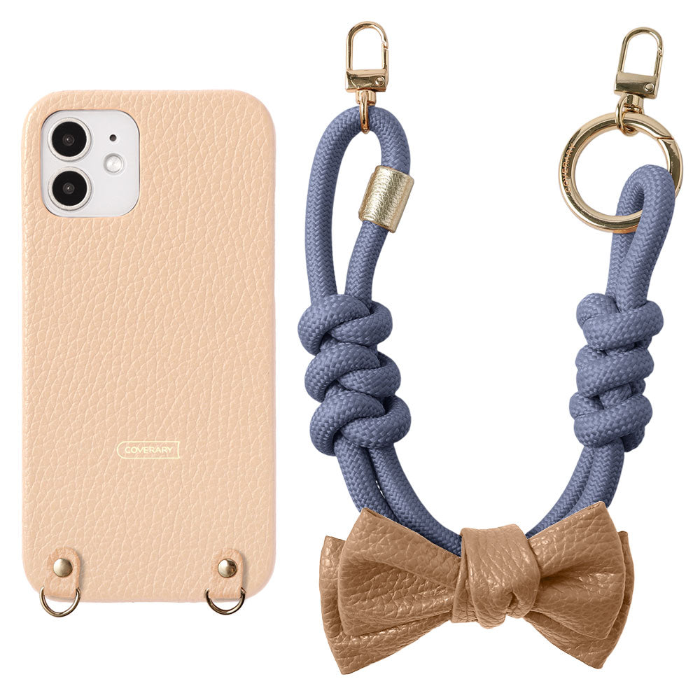 Genuine Leather 32 Colors Italian Shrink Leather Double Ribbon Paracord Hand Strap Attached Back Case