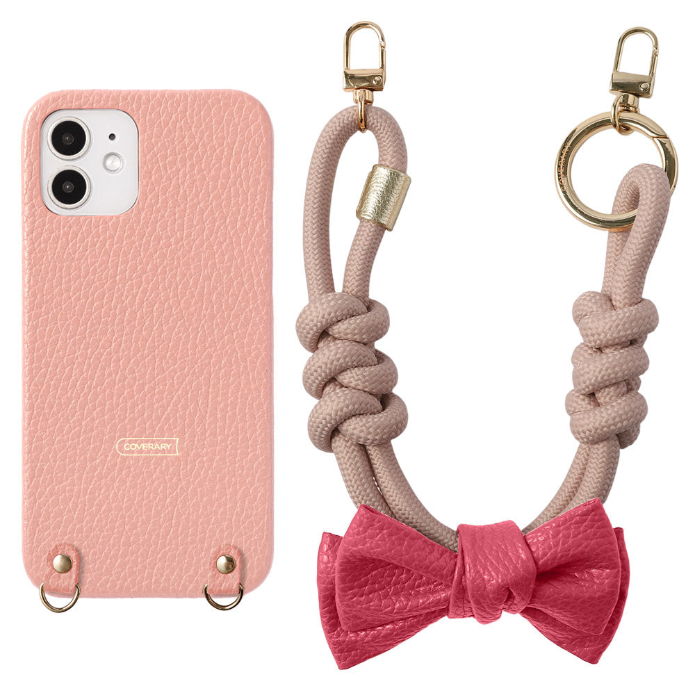 Genuine Leather 32 Colors Italian Shrink Leather Double Ribbon Paracord Hand Strap Attached Back Case