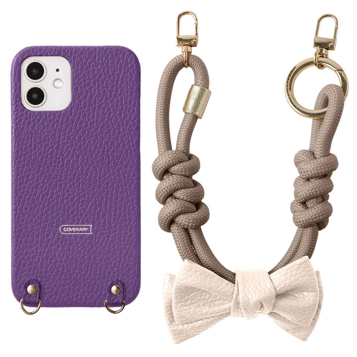 Genuine Leather 32 Colors Italian Shrink Leather Double Ribbon Paracord Hand Strap Attached Back Case