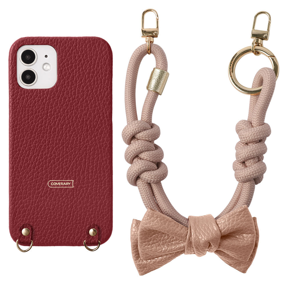 Genuine Leather 32 Colors Italian Shrink Leather Double Ribbon Paracord Hand Strap Attached Back Case